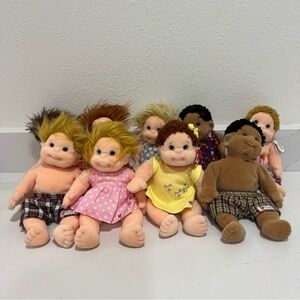 Vintage TY Beanie Kids Plush Doll Lot 9pc 1990s Mixed Ethnic Styles Tagged